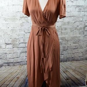 Vernacular Cinnamon Rose Wrap Midi Dress